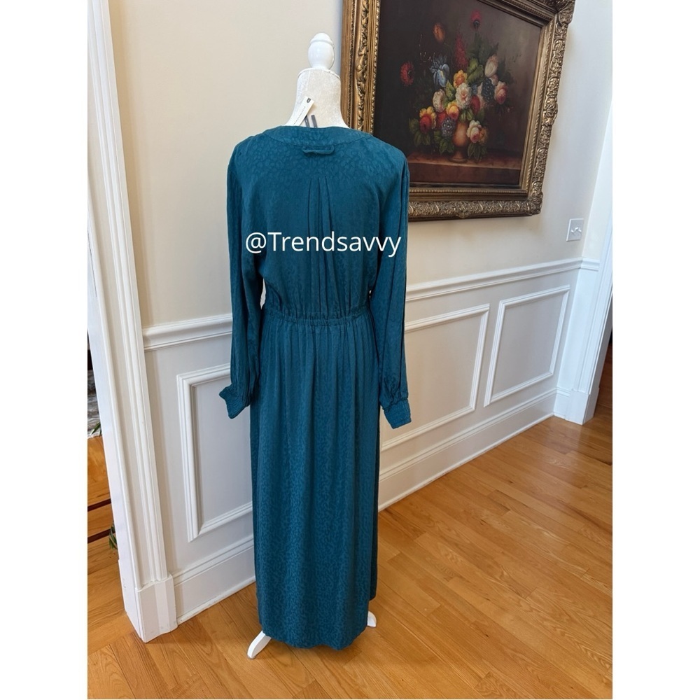 Anthropologie Blue Smocked Waist Maxi Dress Robe Boho Lounge Size L/XL NWT - Picture 8 of 13
